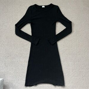 Wilfred Free ribbed long sleeve midi dress in dark grey